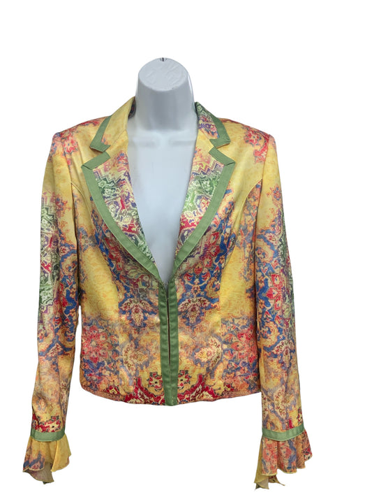 Boho Chic Women's Blazer Yellow 4=S Multi.
