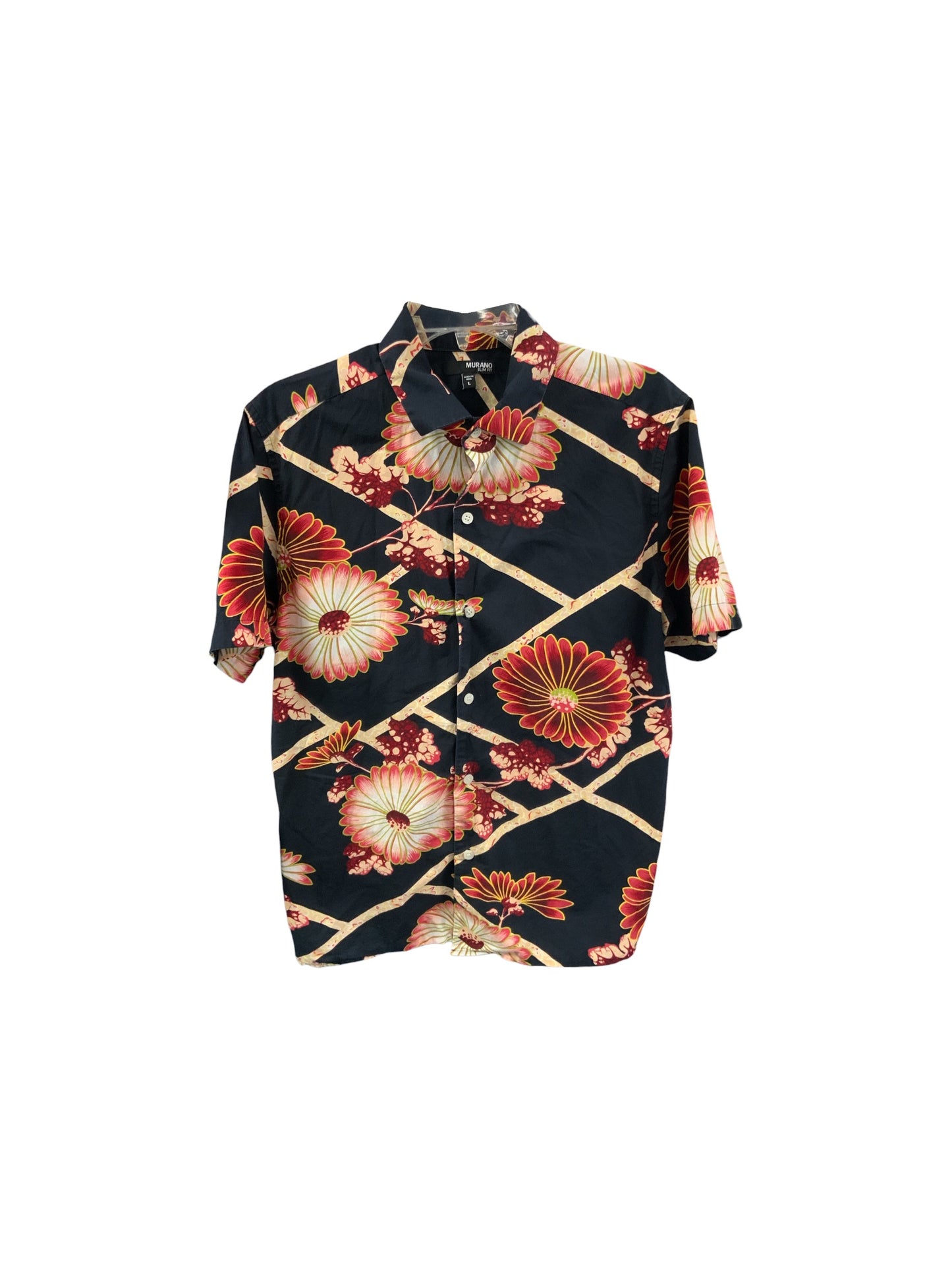 Murano Men’s Shirt Black Red Floral L