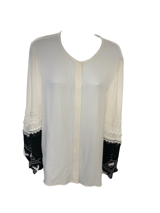 Kobi Halperin Women's Silk Blouse Ivory Black L