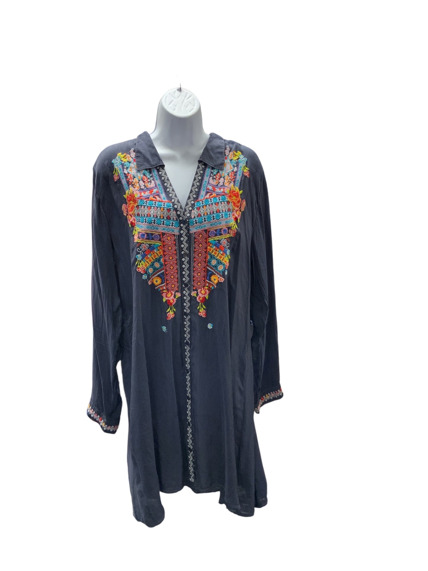 Johnny Was Women's Dress Coal Embroidered L
