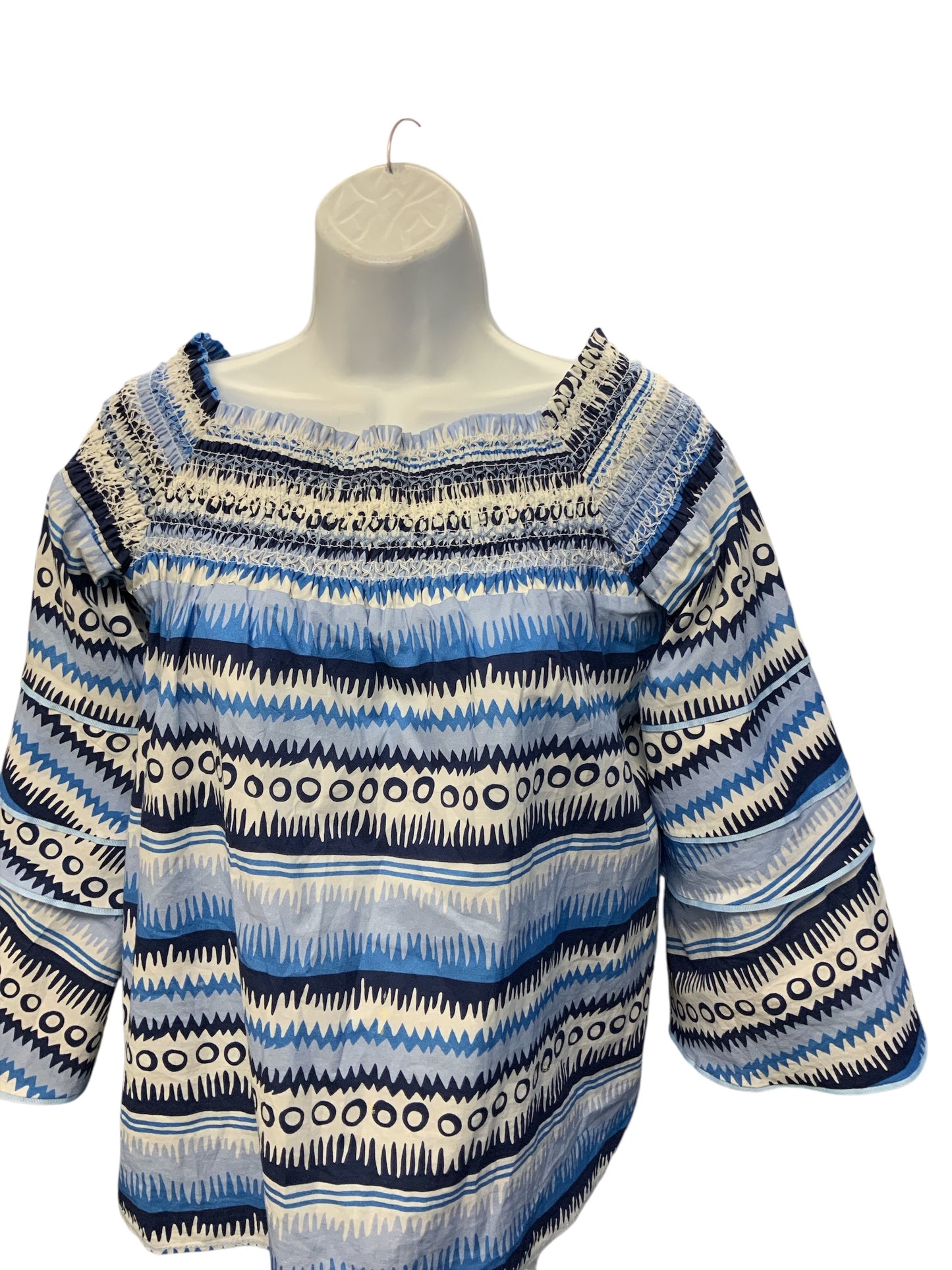 CK Bradley Women's Blouse Blue Peasant S