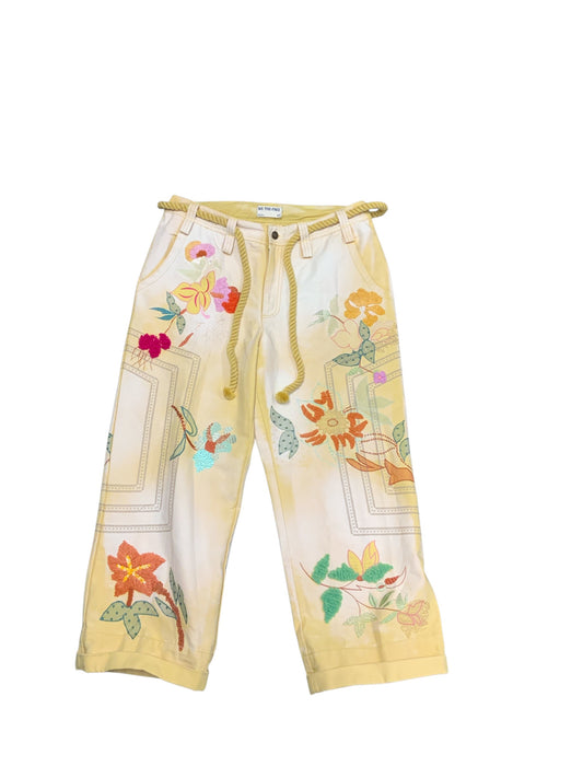 We The Free Women's Capri Yellow Embroidered 10=M