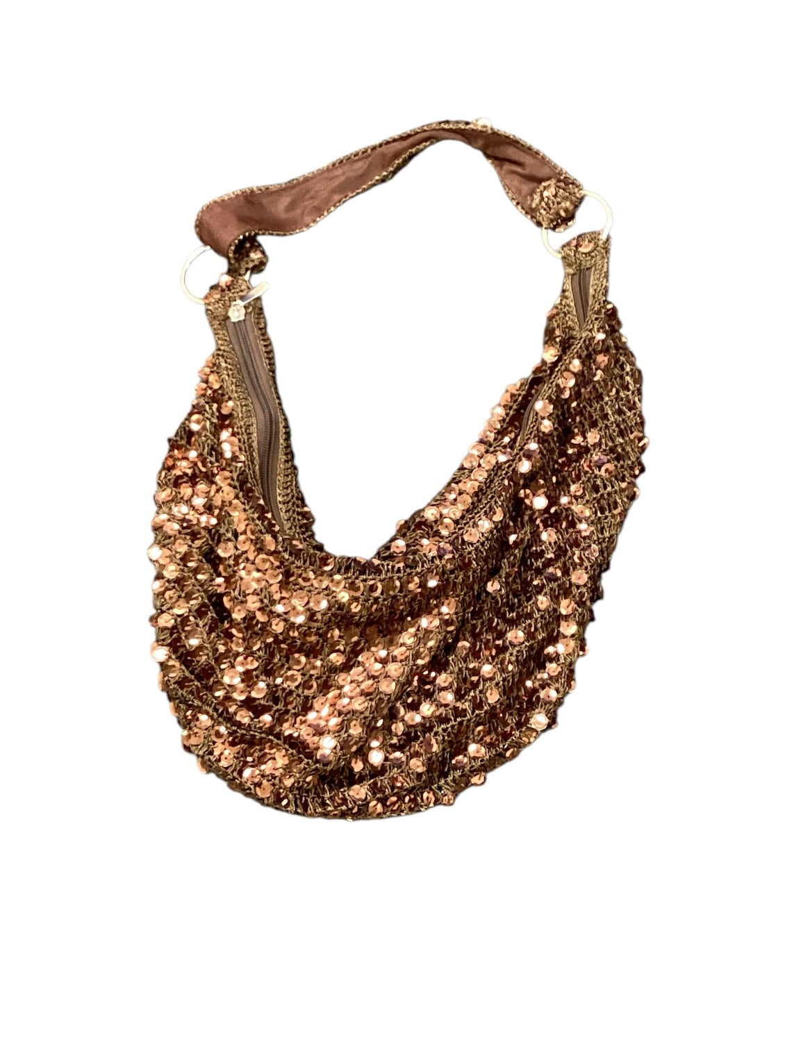 Brown Sequined Handbag