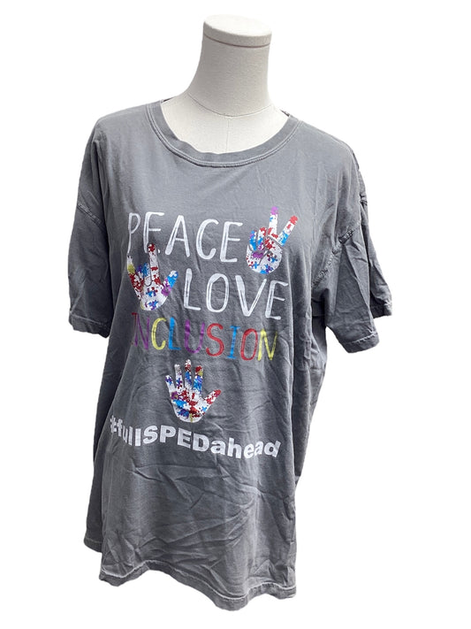 Peace Love Men's Gray Tee L