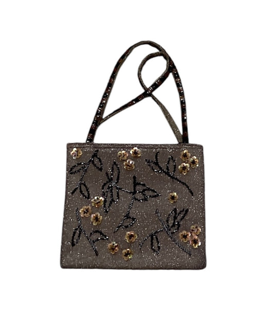 Brown Embroidered Flower Purse