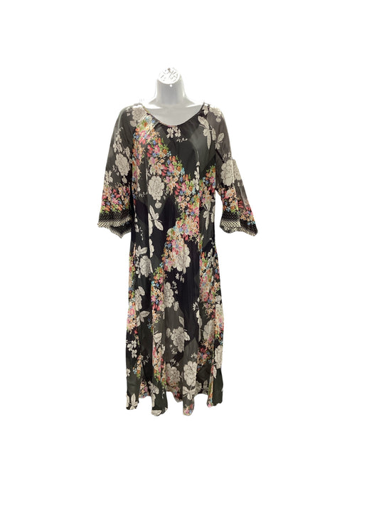 Johnny Was Women's Silk Dress Gray Multi L
