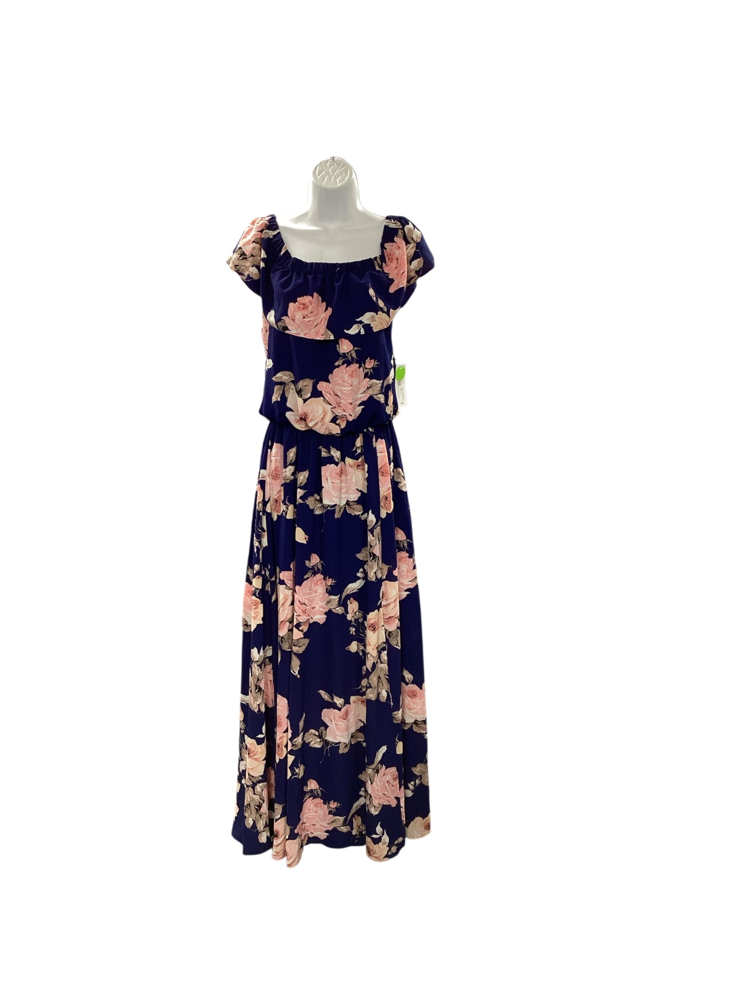 NWT Premier Armour Women's Off the Shoulder Dress Blue Floral 8