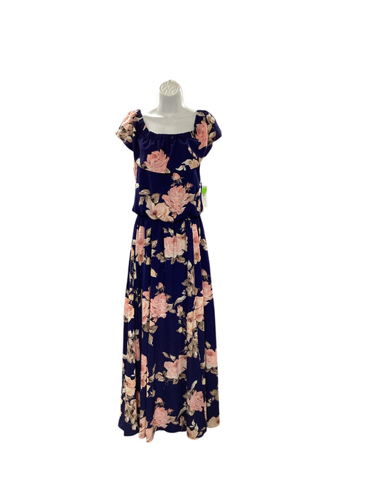 NWT Premier Armour Women's Off the Shoulder Dress Blue Floral 8