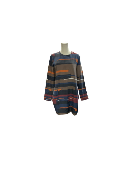 Theory Women's Silk Dress Navy Multi 8=M