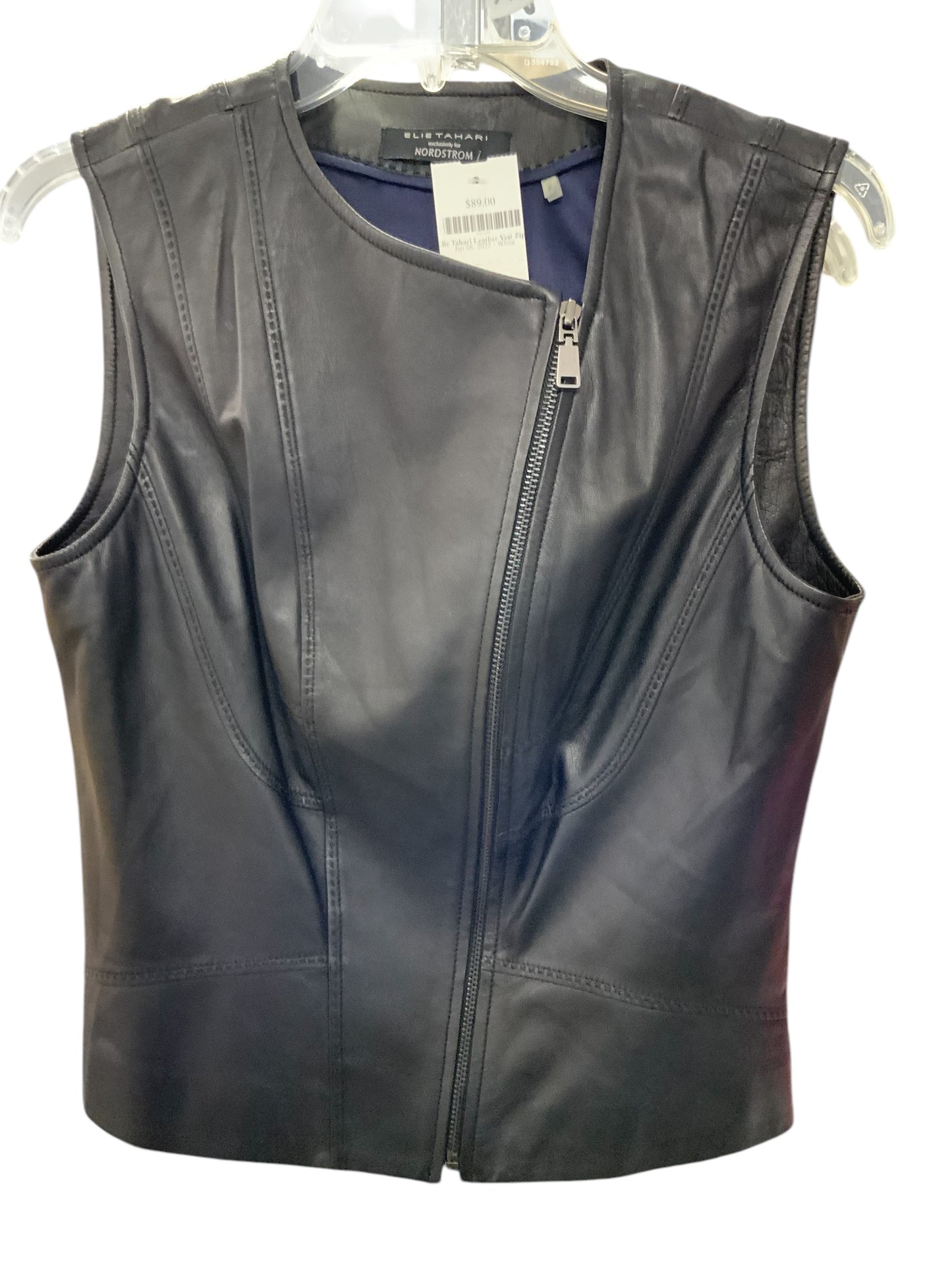 Elie Tahari Leather Vest Zip S