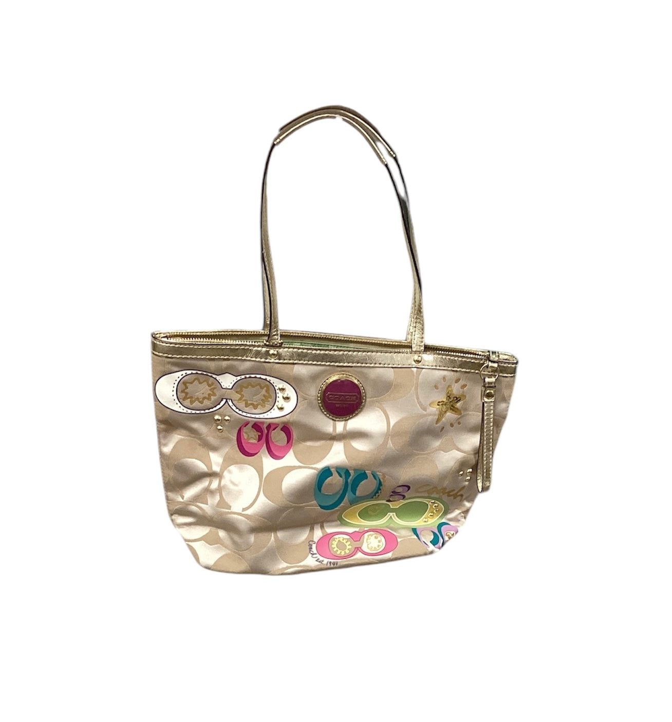 Coach Gold Embroidered Logo Bag