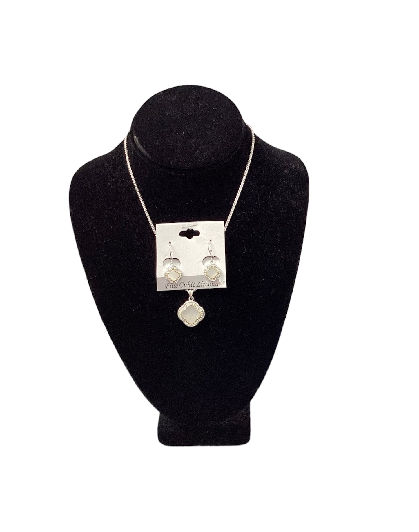 Fine Cubic Zirconia Silver and Gold Earring/Necklace Set