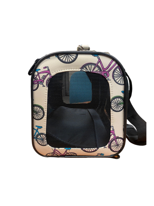 Pet Carrier Beige/Colorful Bicycles Size Small