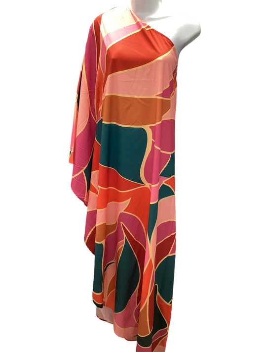 Women's One Shoulder Caftan Pink Multi L