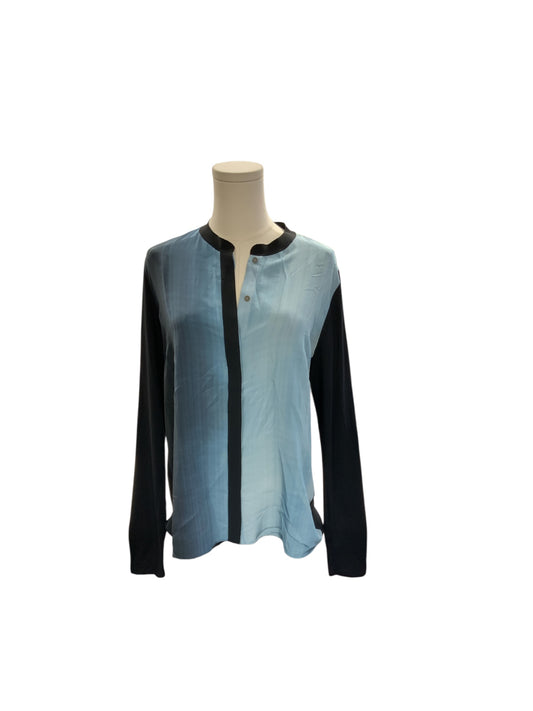 Elie Tahai Women's Silk Blouse Blue L/XL