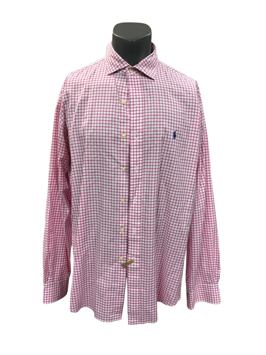 Ralph Lauren Mens Long Sleeve Pink Plaid Size XL