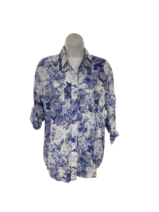 Ralph Lauren Women's Blouse Blue floral L