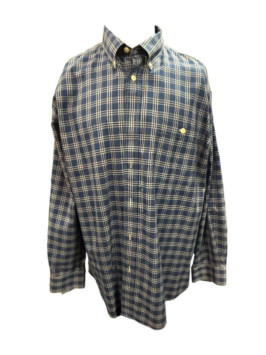 Orvis Mens Long Sleeve Button Down Shirt Blue Plaid Size XL