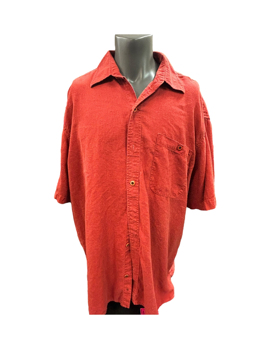 Orvis Mens Half Sleeve Button Down Shirt Red Size XL