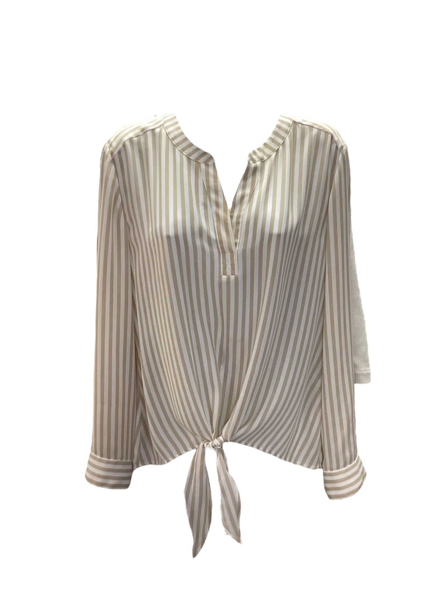 Chicos Women's Blouse Beige Stripe 1=8