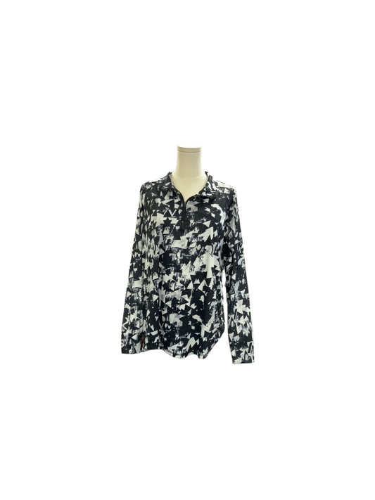 Women's 1/4 Zip Top Black White 2XL