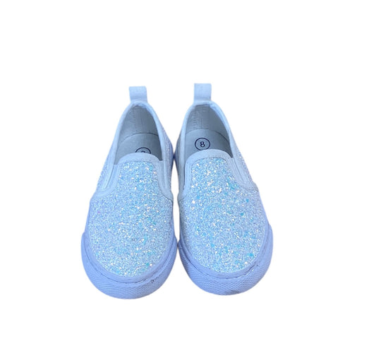 Cat & Jack White Glitter Shoes 8