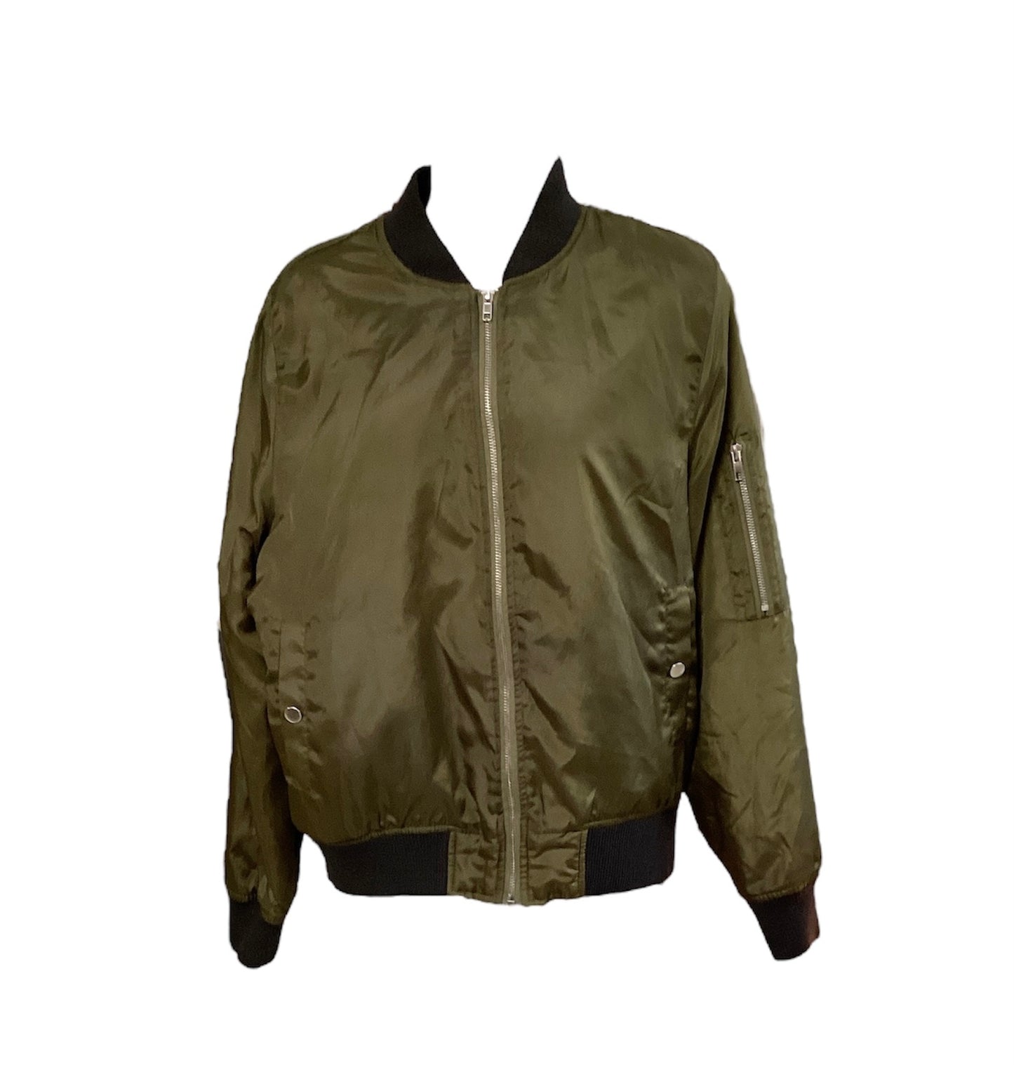 Say What Jr Satin Bomber Olive L