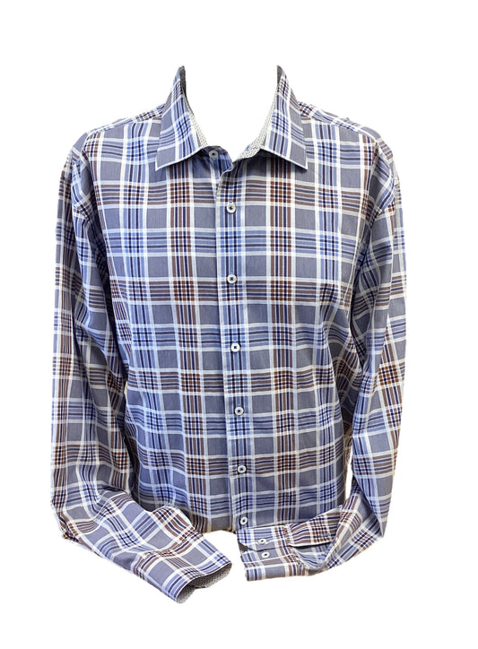 Bugatchi Mens Buttondown Shirt Blue