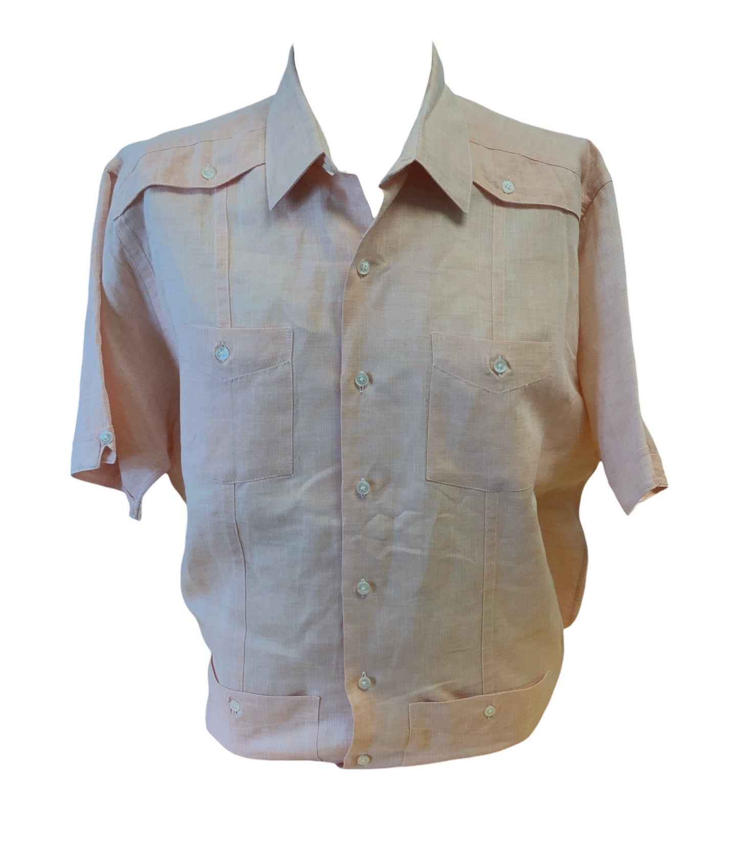 San Cristobal Guayabera Men Shirt Peach