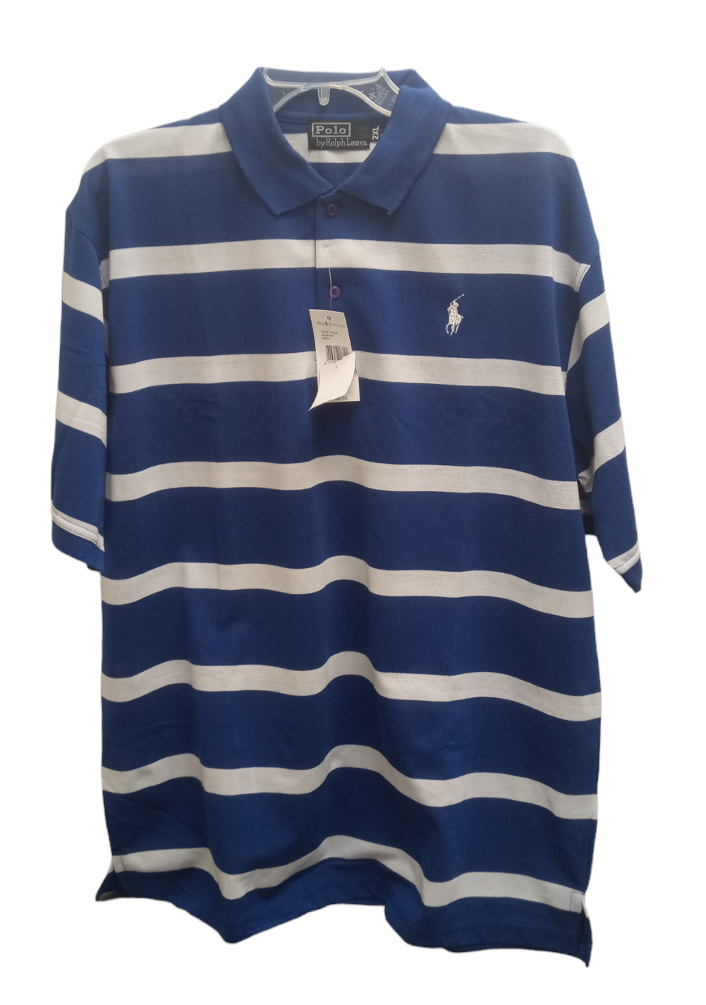 NWT Polo RL Men's Pique Blue Stripe 2X