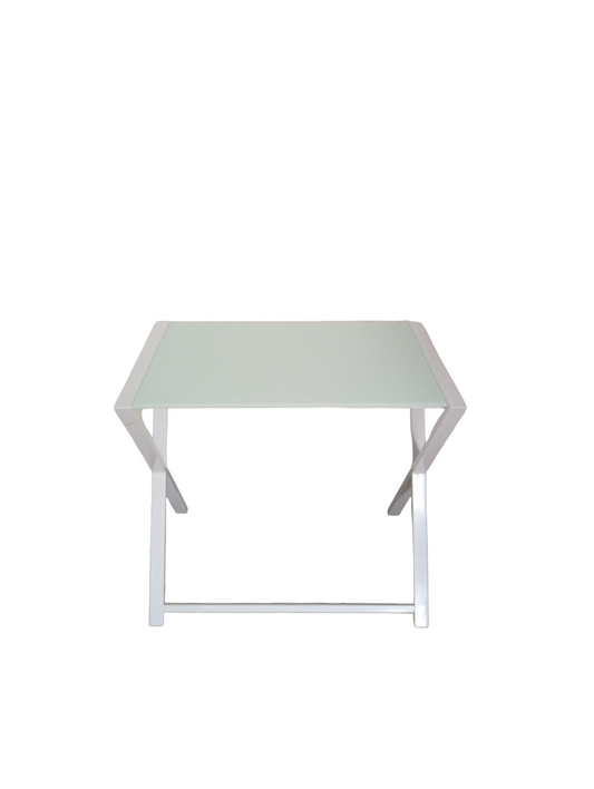 Glass Top Metal Frame Desk White