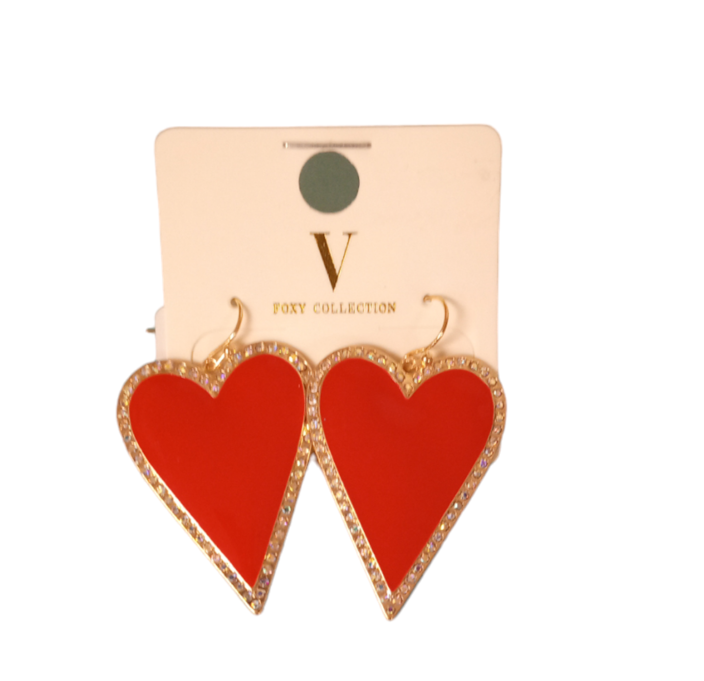 NWT V Collection Heart Earrings Red