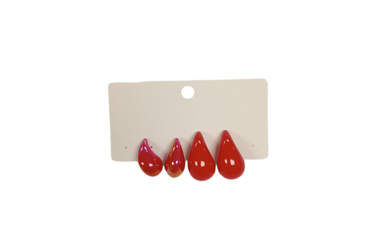 Tear Drop Earring Set Red