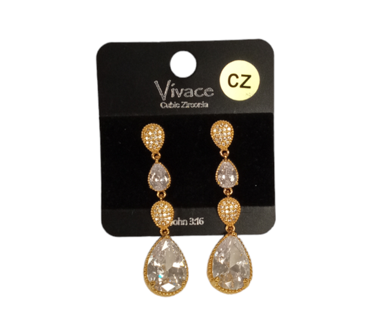 Vivace Pear Cut Cubic Zirconia Gold  Earring