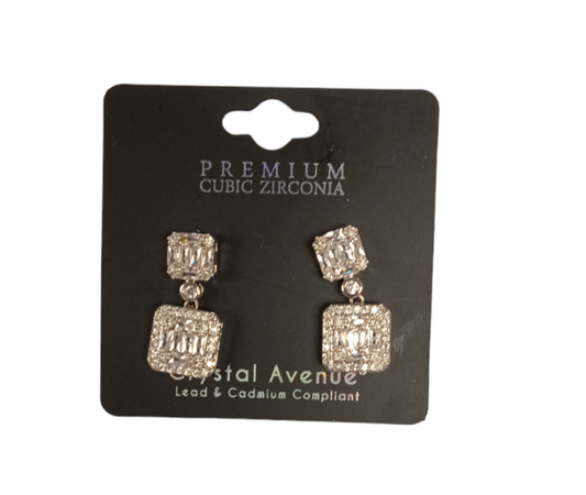 Crystal Ave. Square Cubic Zirconia Earrings