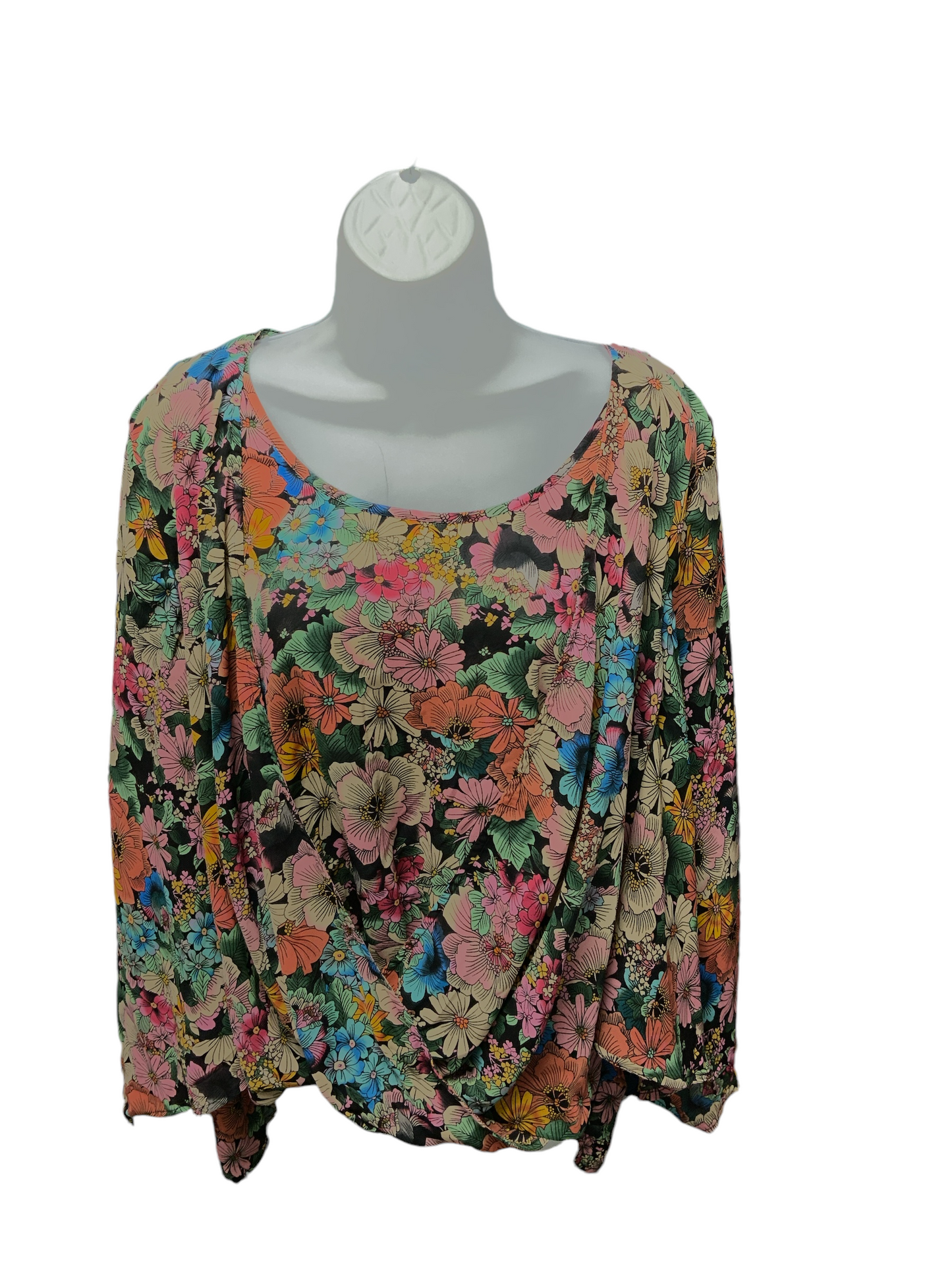 Flint & Moss Women's 2fer Blouse Floral XL