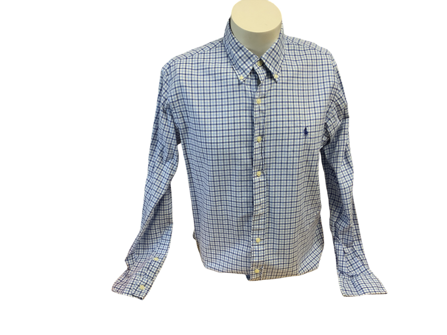 Ralph Lauren Mens Buttondown Blue Plaid Shirt