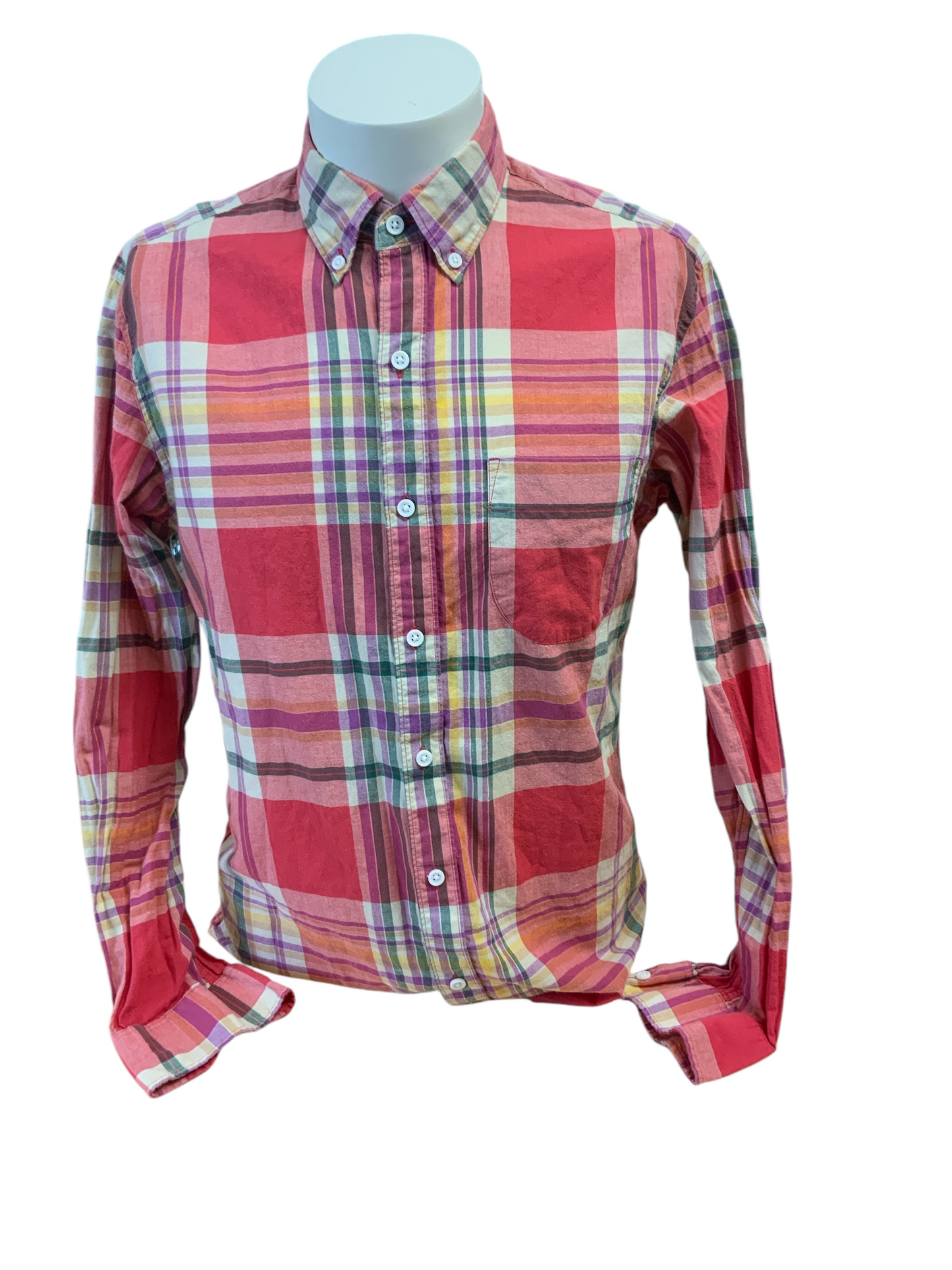 J Crew Men's Madras Shirt Red M