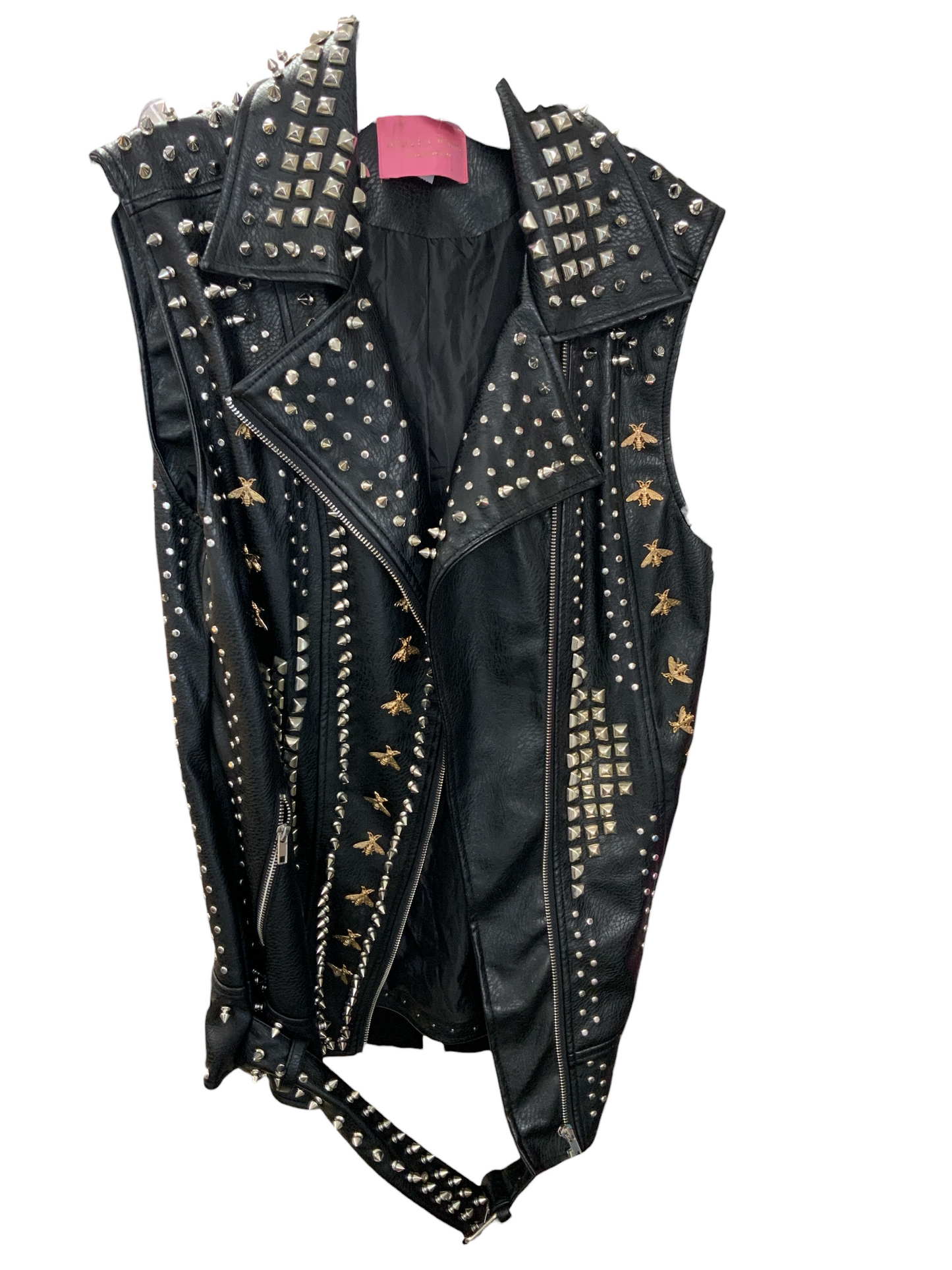 Azalea Wang Beehive Stud Faux Leather Vest L