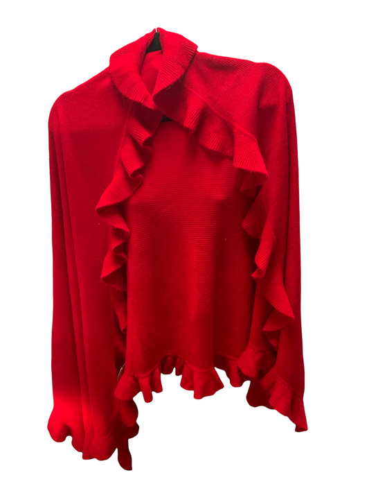 Women's Ruffle Sweater Cape O/S