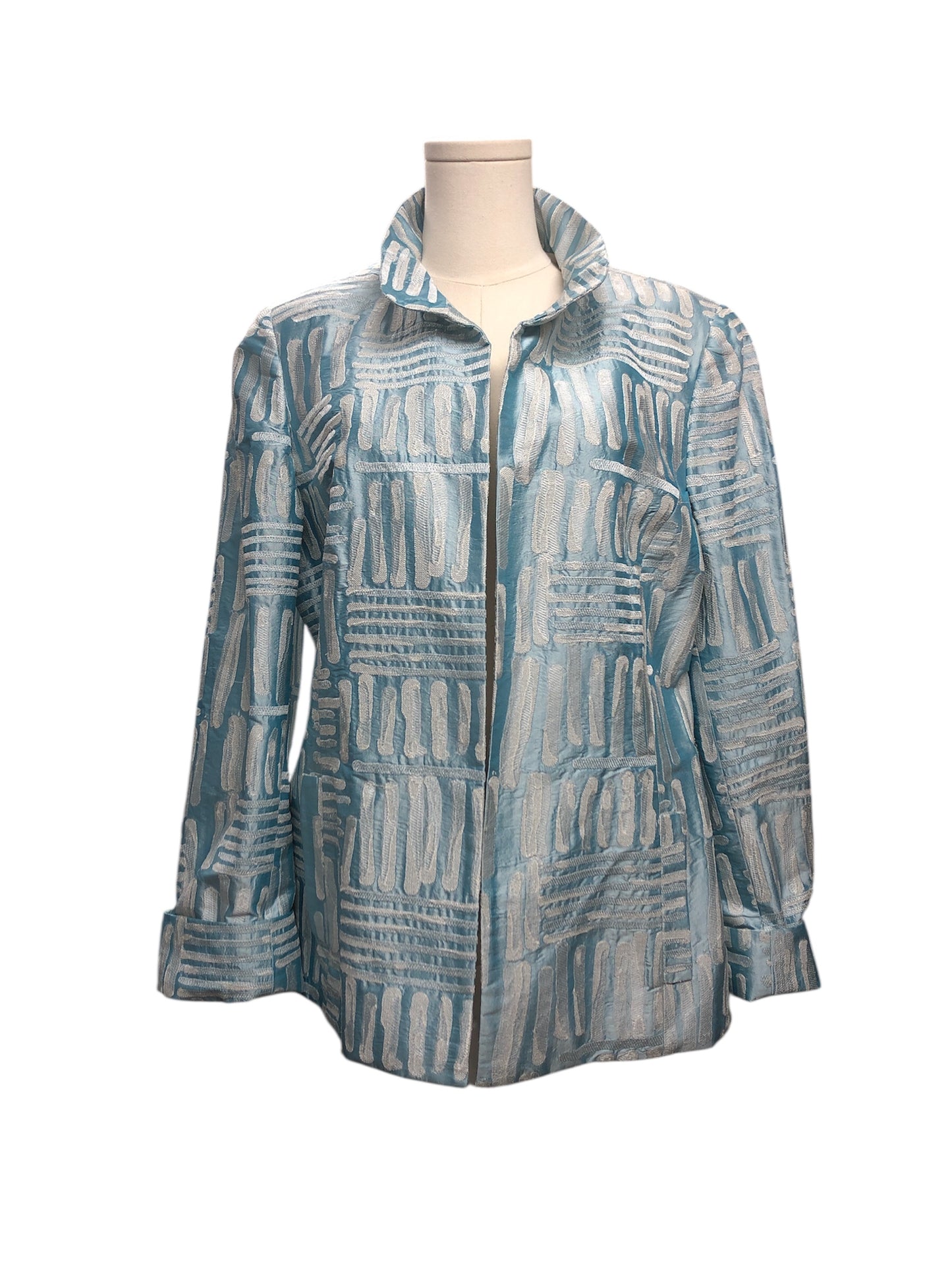 Nina Mclemore Women's Silk Jacket Blue 16