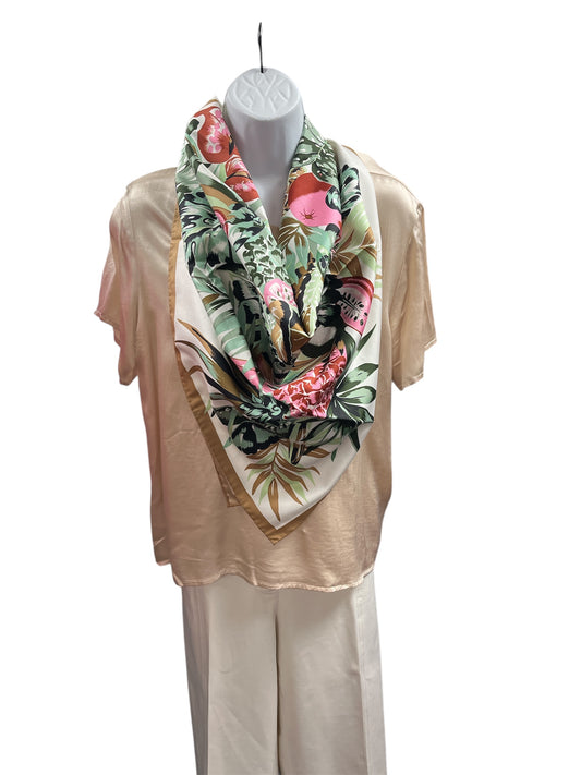 NEW Jim Thompson Tropical Silk Scarf Green 32"x32"