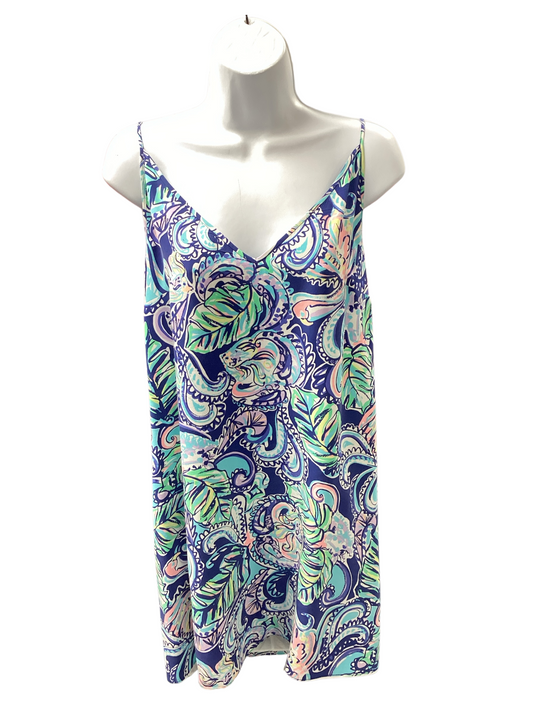 Lilly Pulitzer Women's Silk Slip Dress Navy L