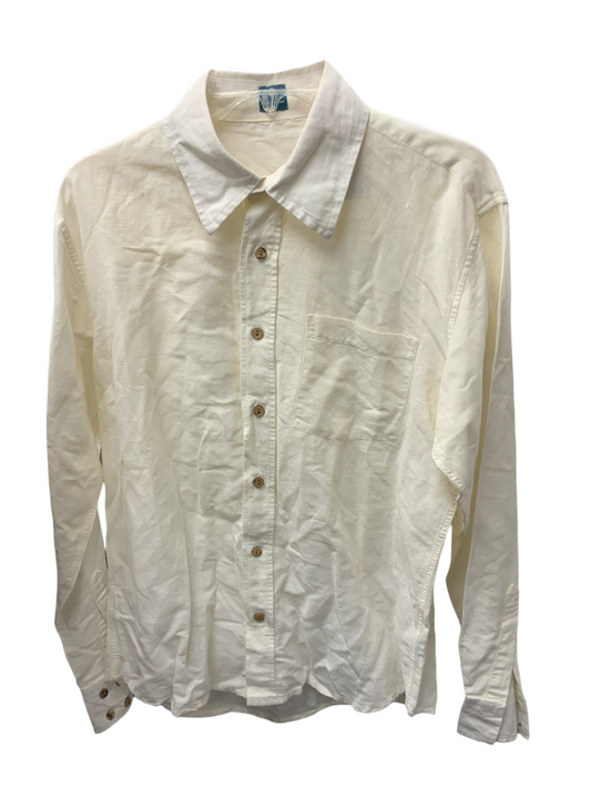 Earth Fashion Men's Linen Shirt Cream M
