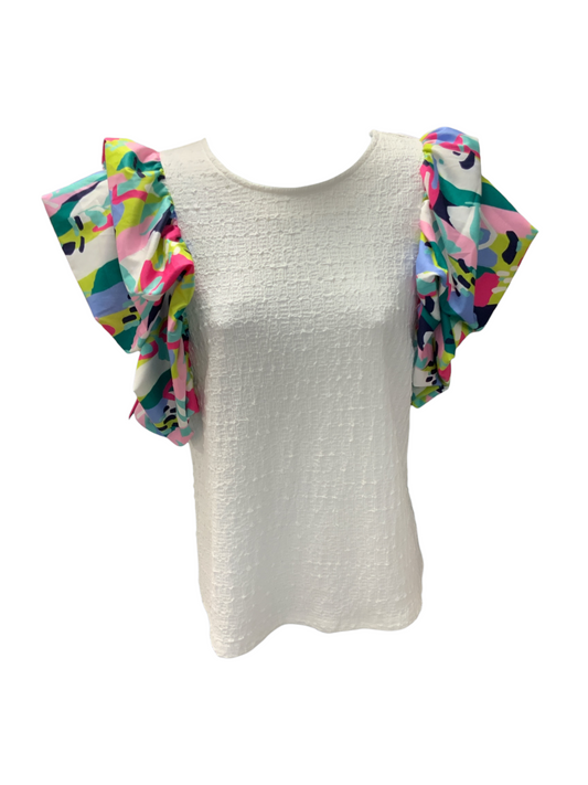 THML Women’s Shirt White Color Ruffle Sleeve s