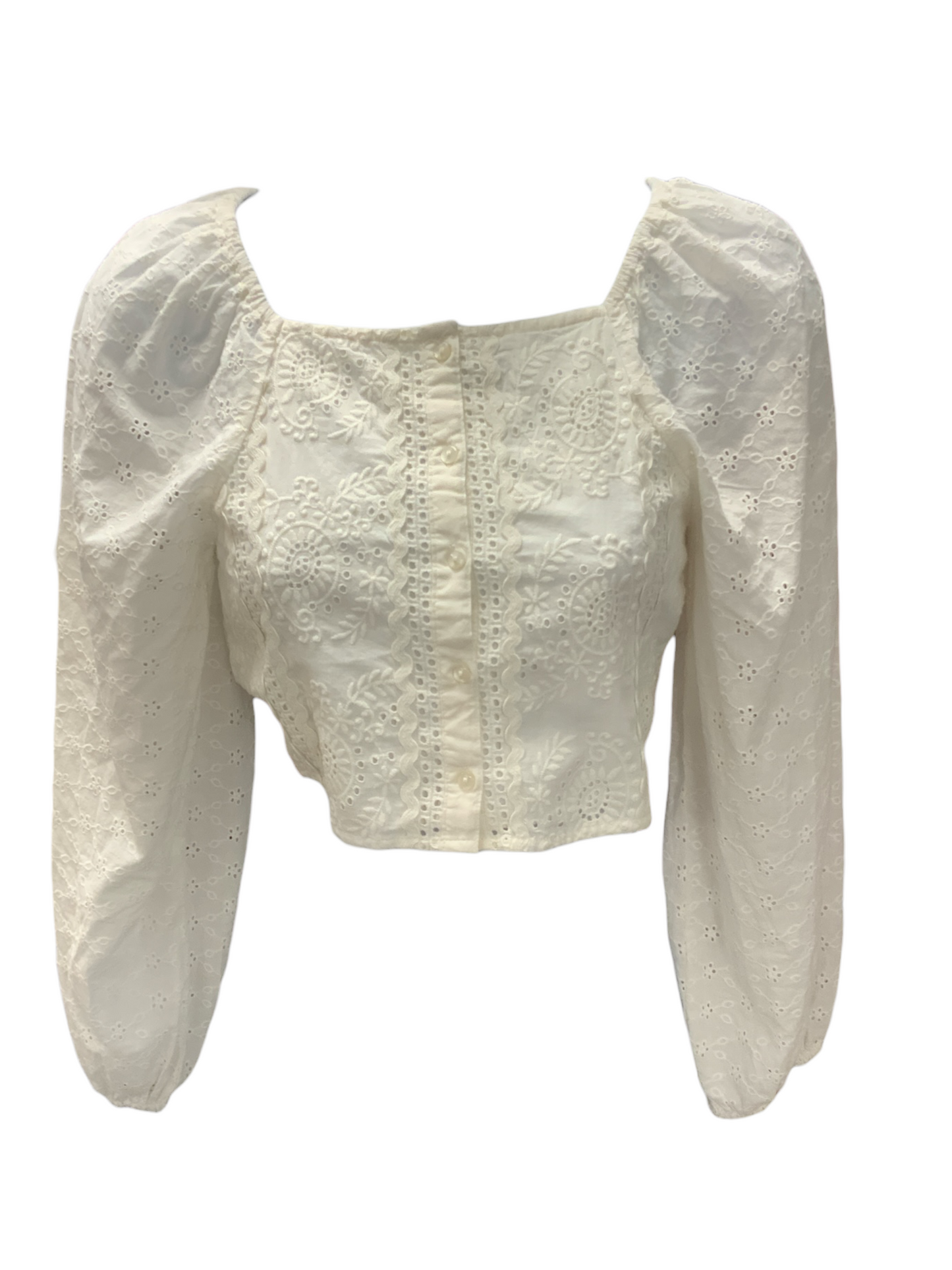 NWT Zara Womens Eyelit Crop White 13-14