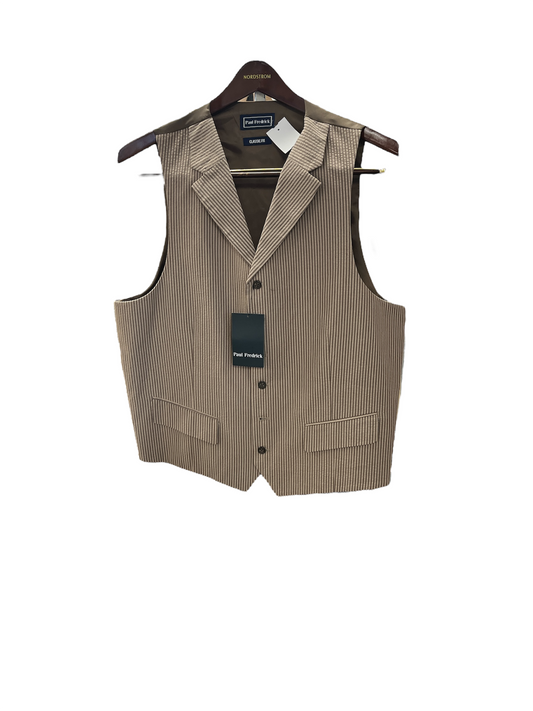 NWT Paul Frederick Men's 3pc Seersucker Suit Brown 44/40x32