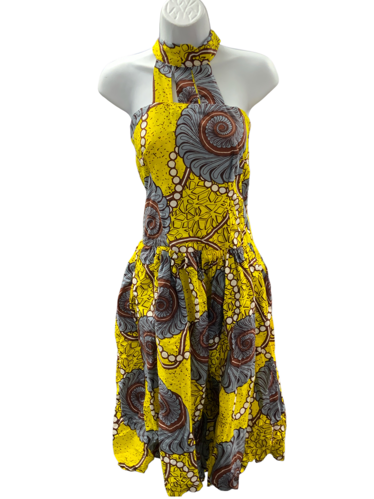 Women's 2pc Dress/Scarf Yellow XS