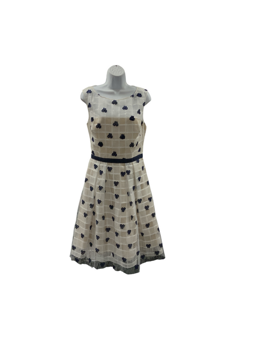 NWT Kay Unger Dress White Navy 12