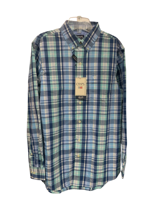 NWT Chaps Men's Shirt Blue Plaid S
